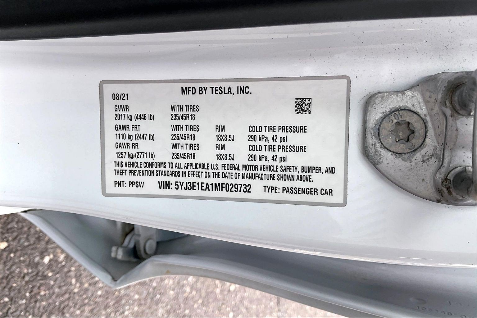 2021 Tesla Model 3 Standard Range Plus